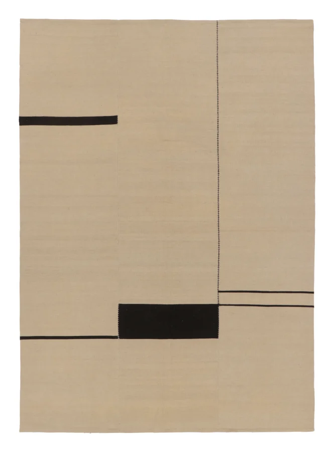 Rug & Kilim’s Contemporary Kilim with Geometric Design in Beige & Black