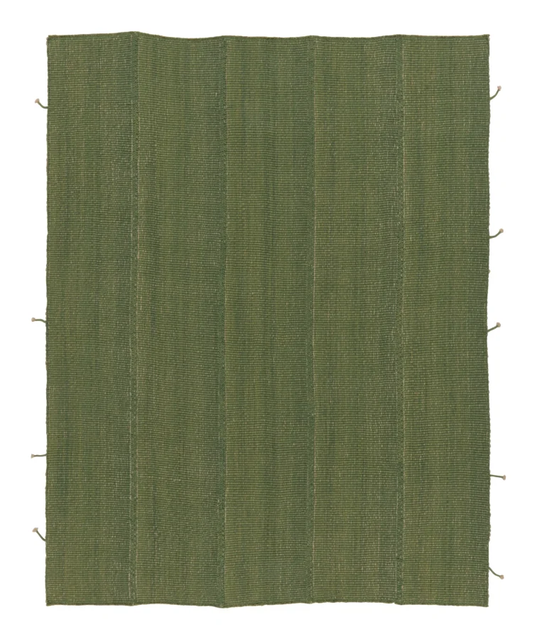 Rug & Kilim's Contemporary Rez Kilim Flatweave Rug with Green Striped Design