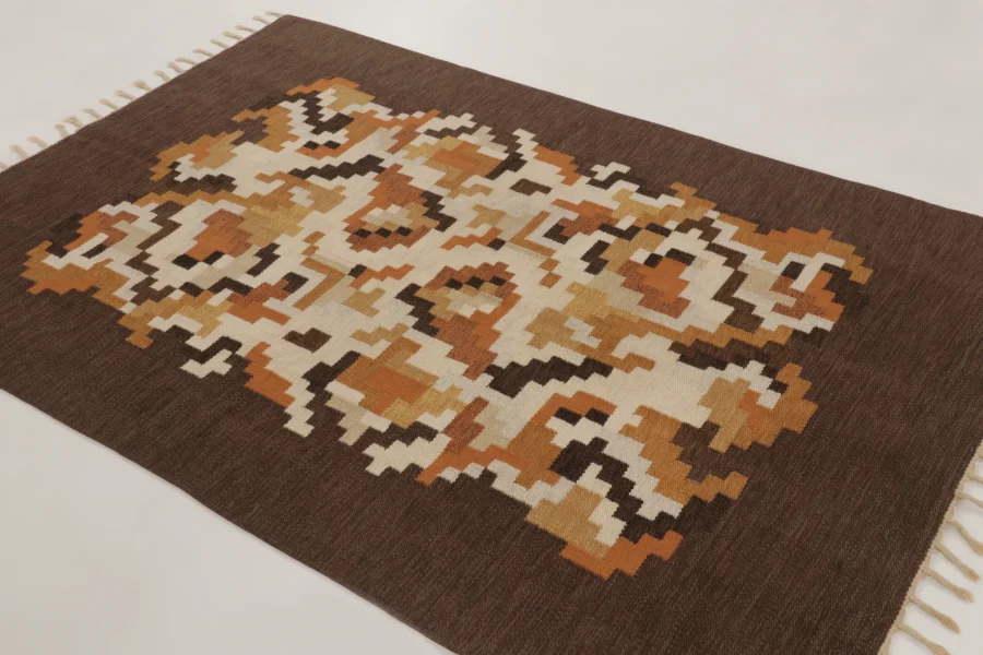 Vintage Swedish Geometric Kilim