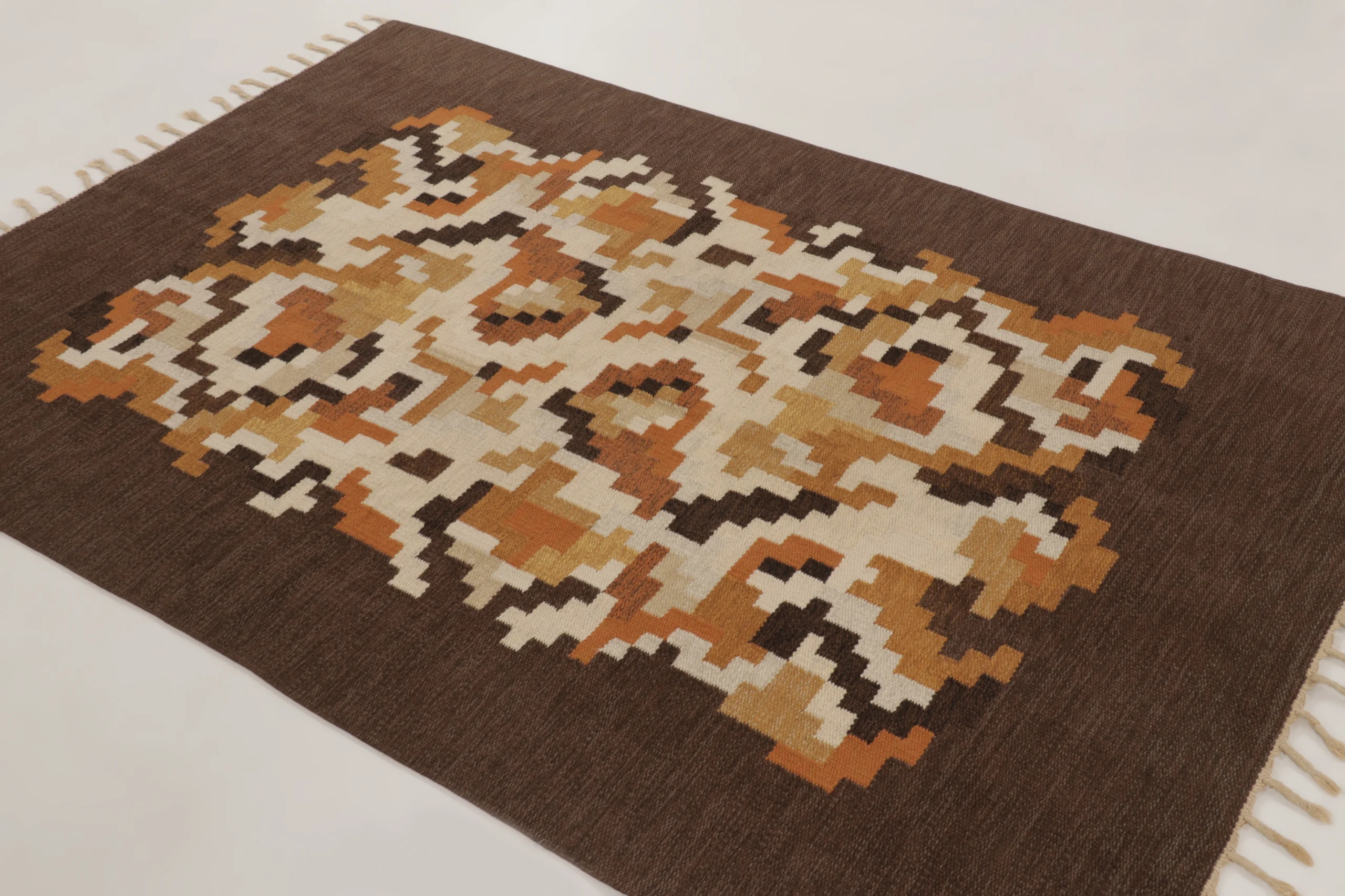Vintage Swedish Geometric Kilim
