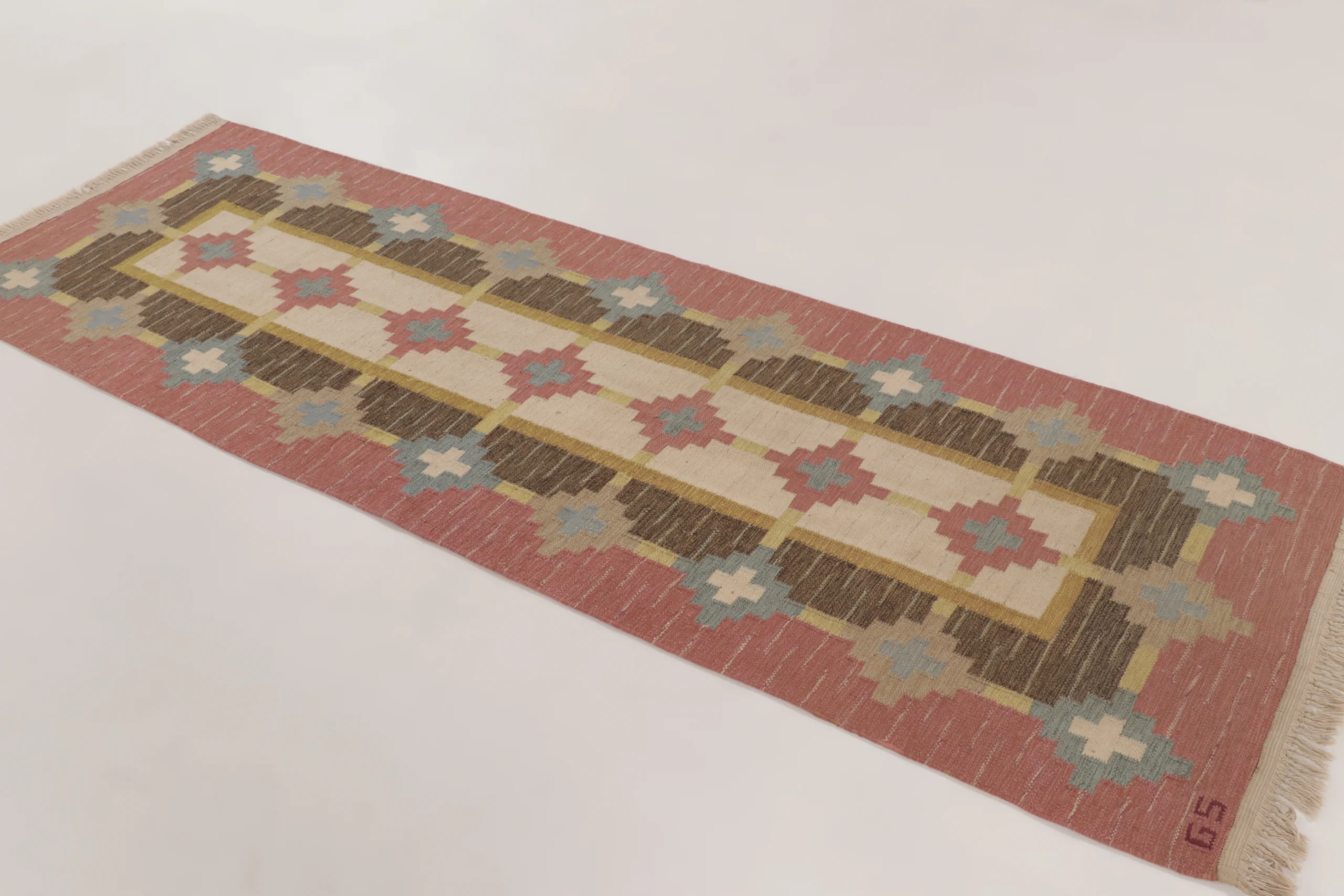 Vintage Swedish Geometric Kilim