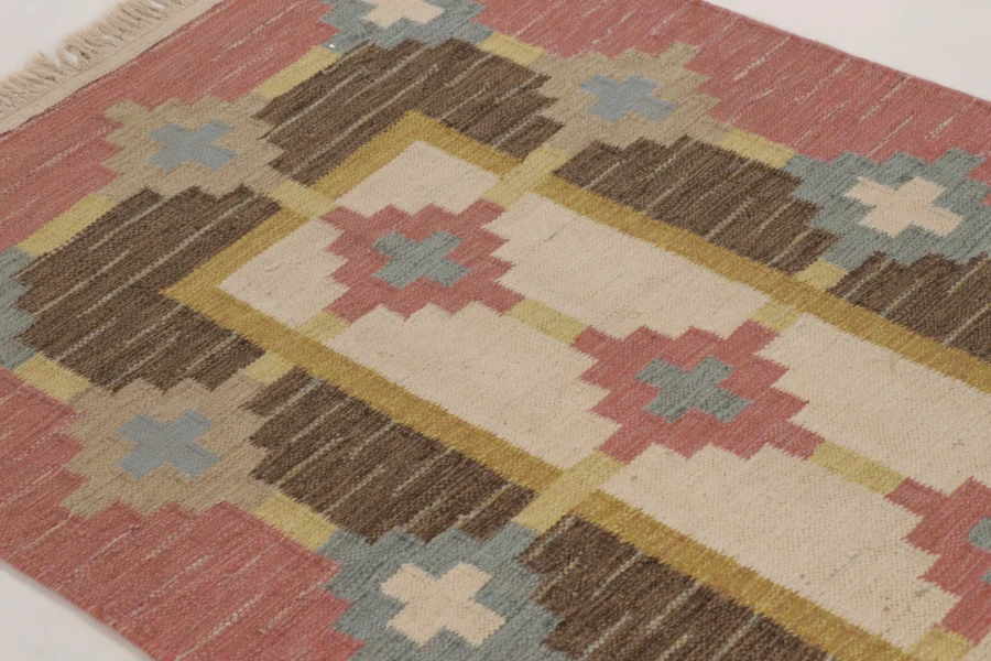 Vintage Swedish Geometric Kilim