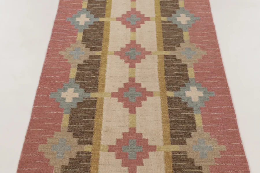 Vintage Swedish Geometric Kilim
