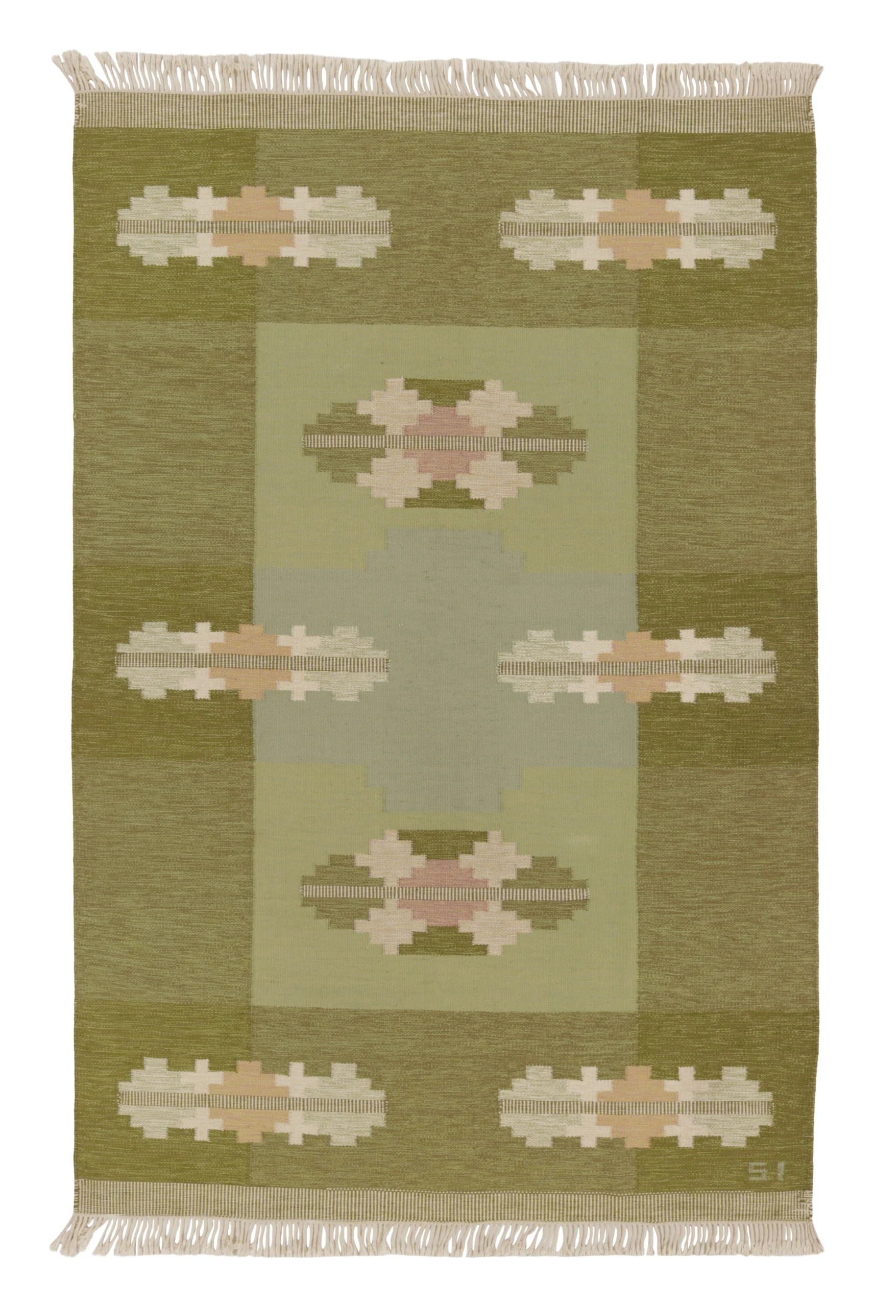 Vintage Swedish Geometric Kilim