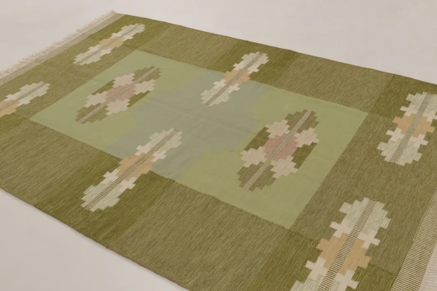 Vintage Swedish Geometric Kilim