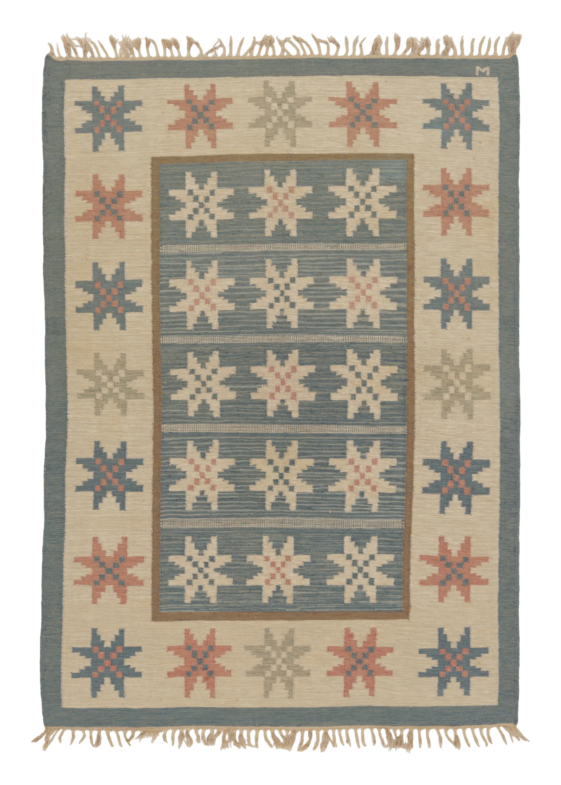 Vintage Swedish Geometric Kilim