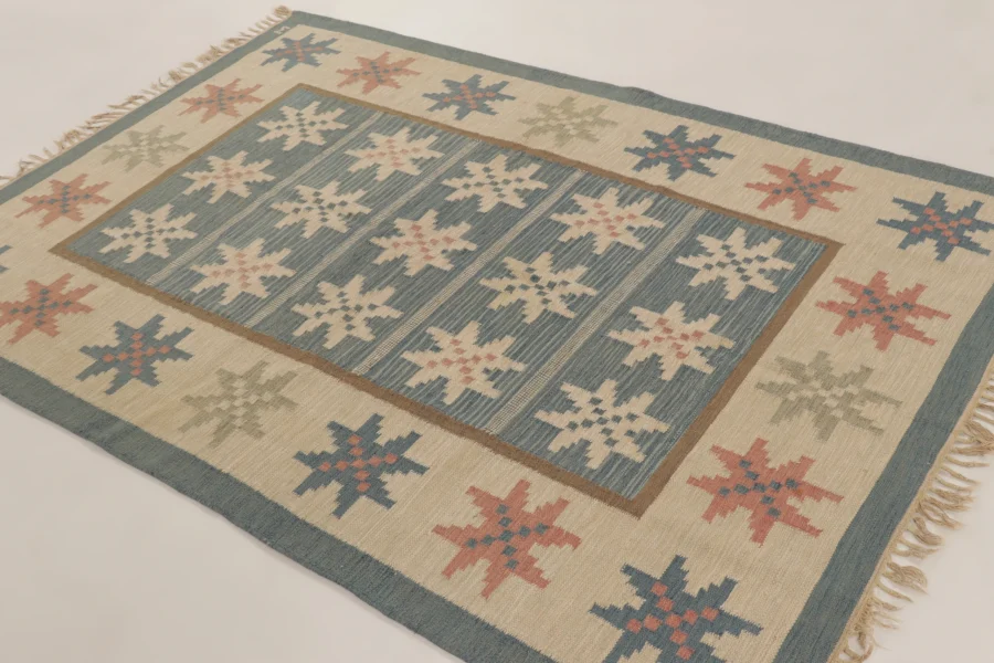 Vintage Swedish Geometric Kilim