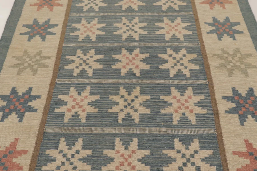 Vintage Swedish Geometric Kilim