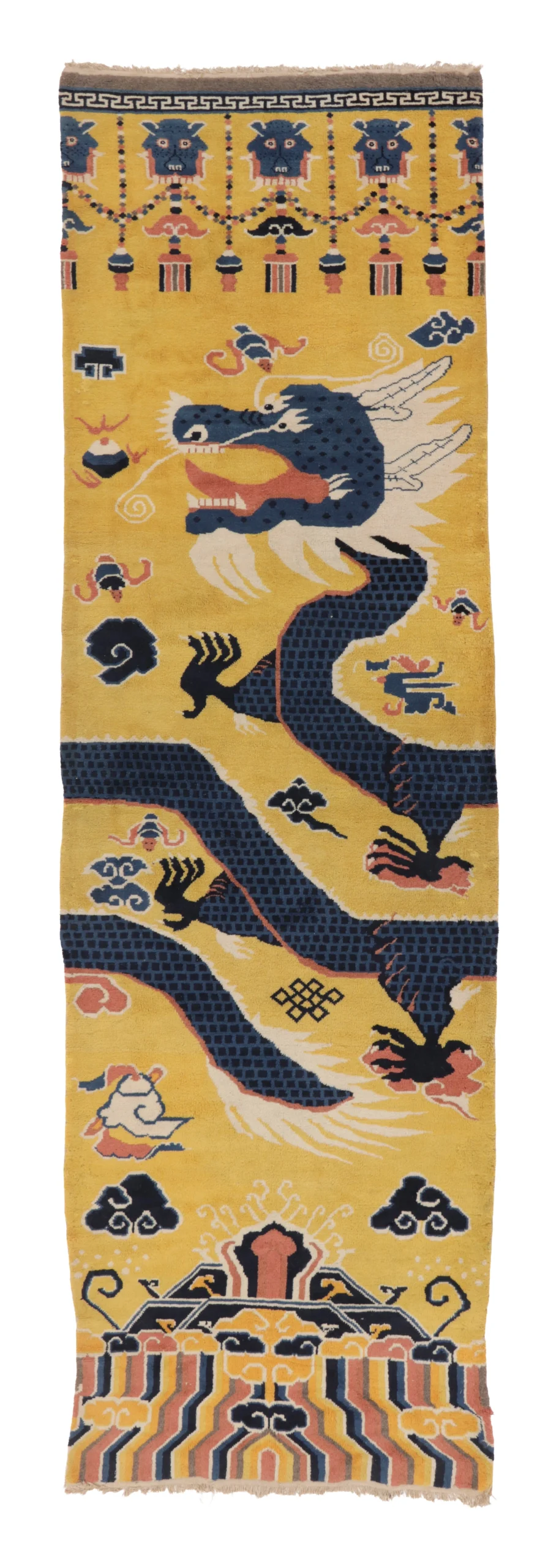 Antique Chinese Ningxia Dragon Pillar Runner