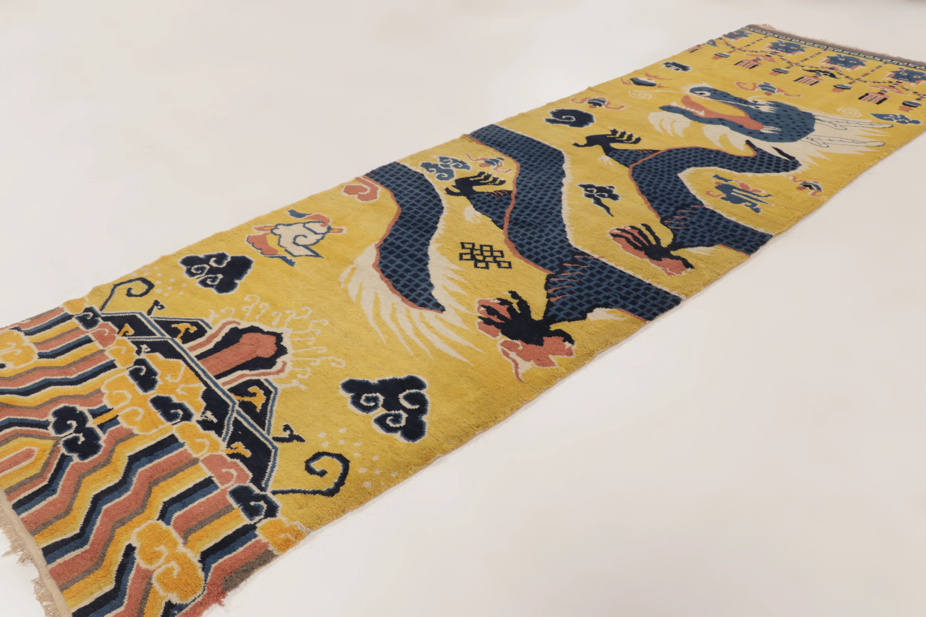 Antique Chinese Ningxia Dragon Pillar Runner