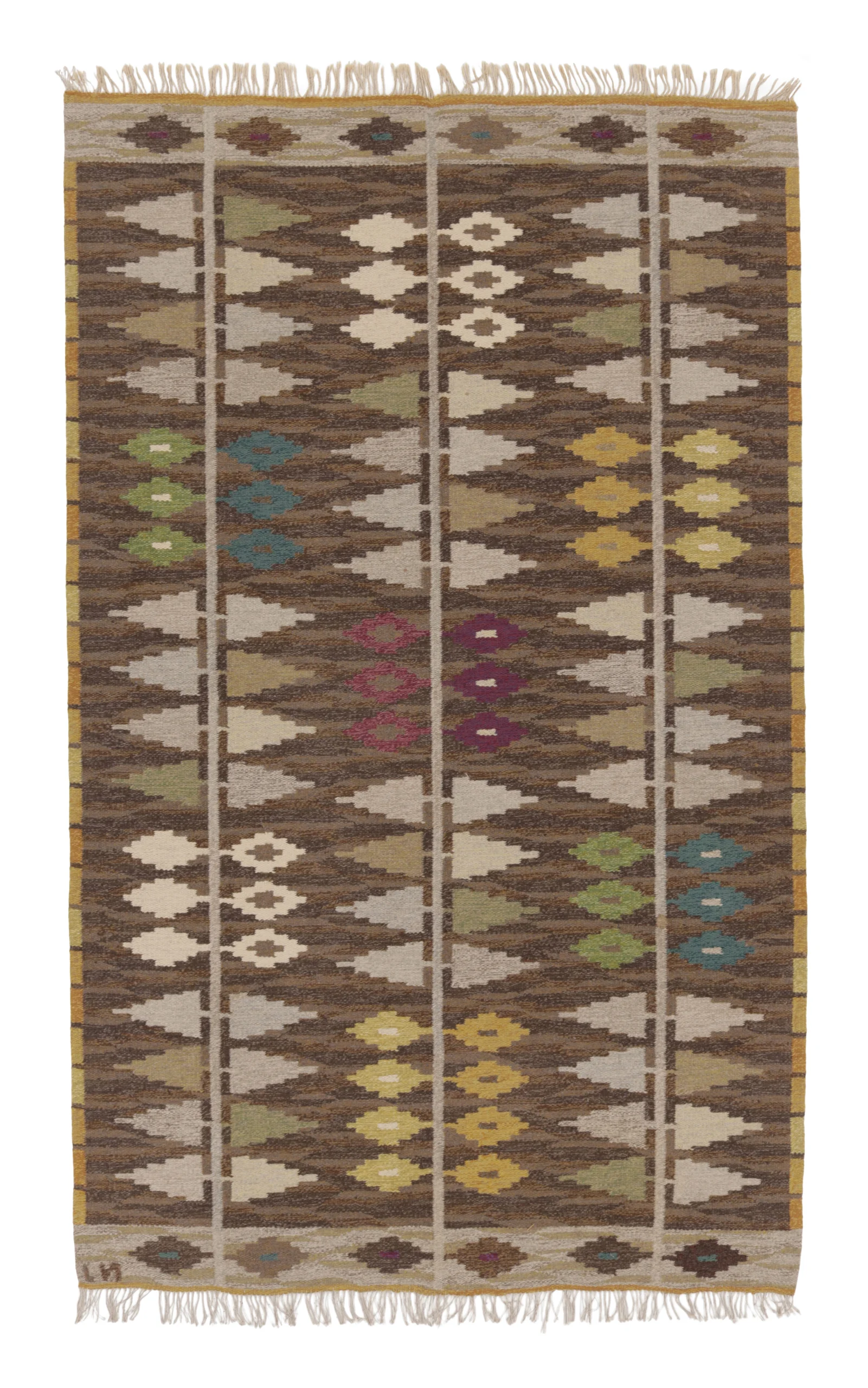 Vintage Swedish Geometric Kilim