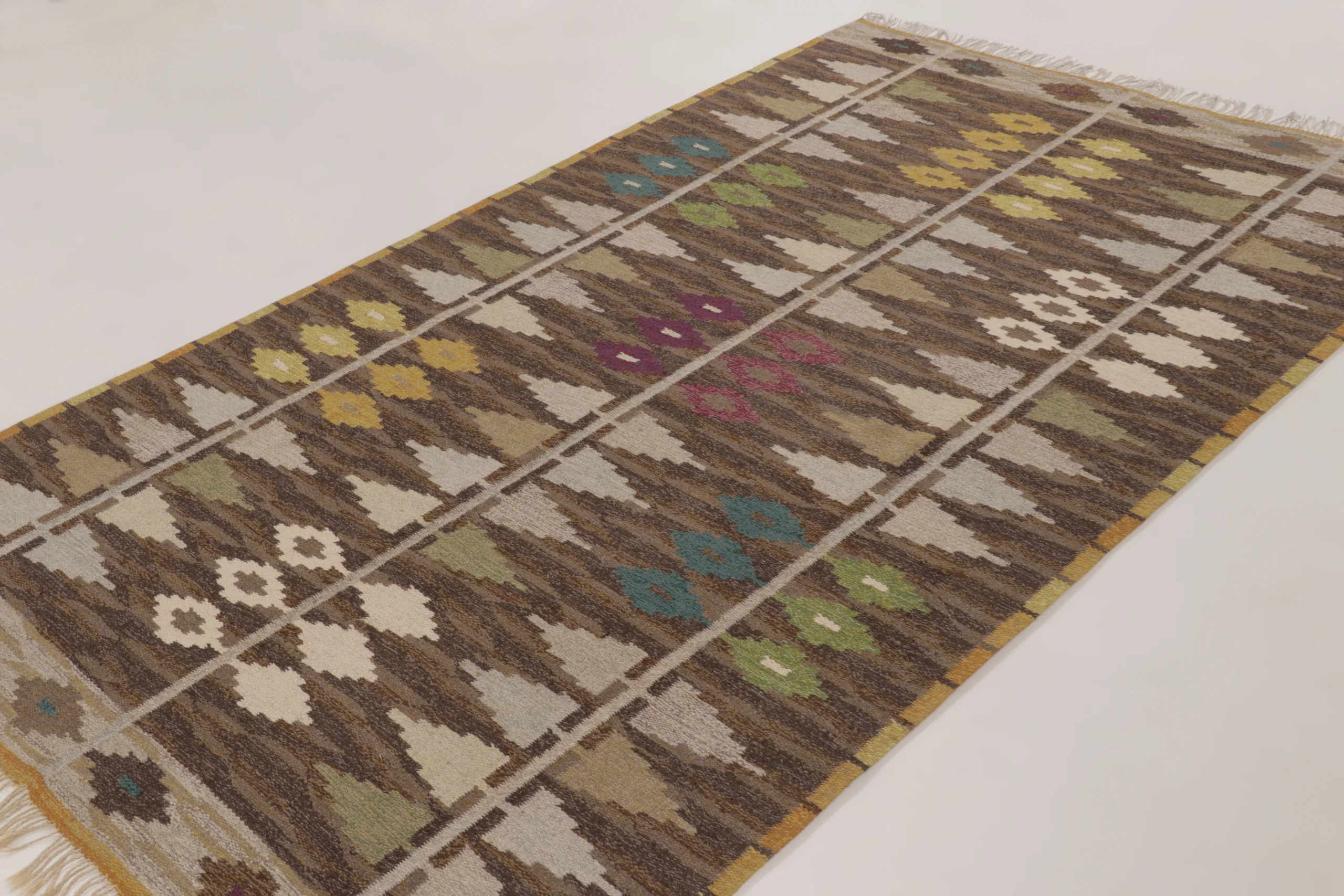 Vintage Swedish Geometric Kilim