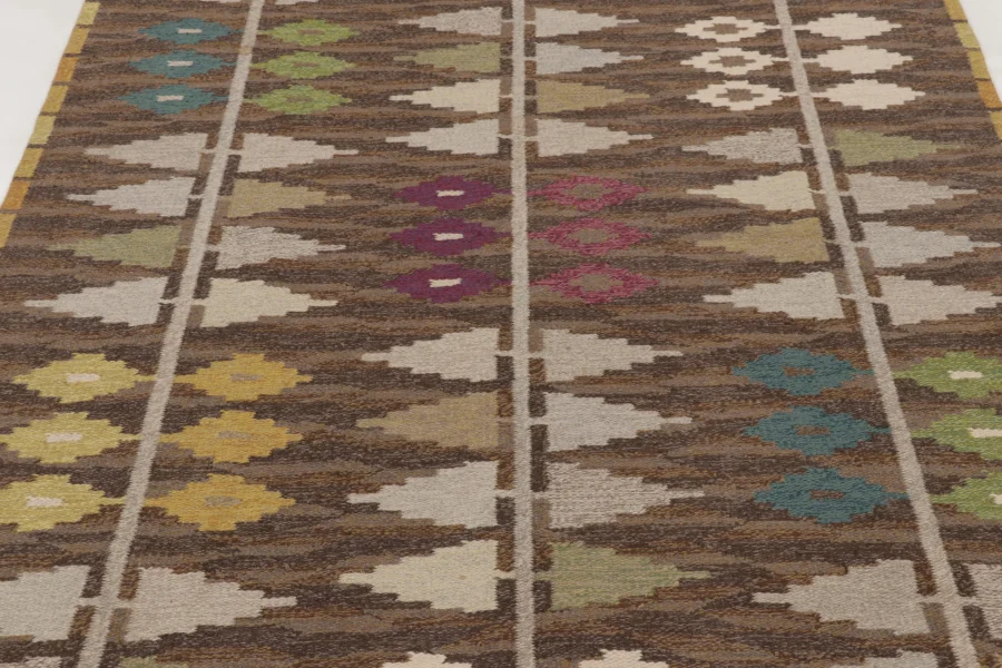 Vintage Swedish Geometric Kilim