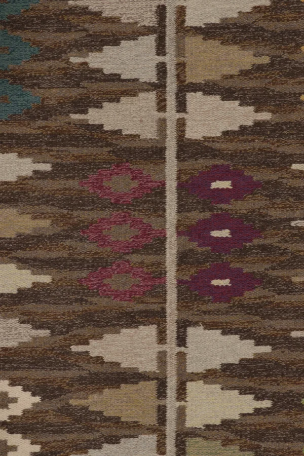 Vintage Swedish Geometric Kilim