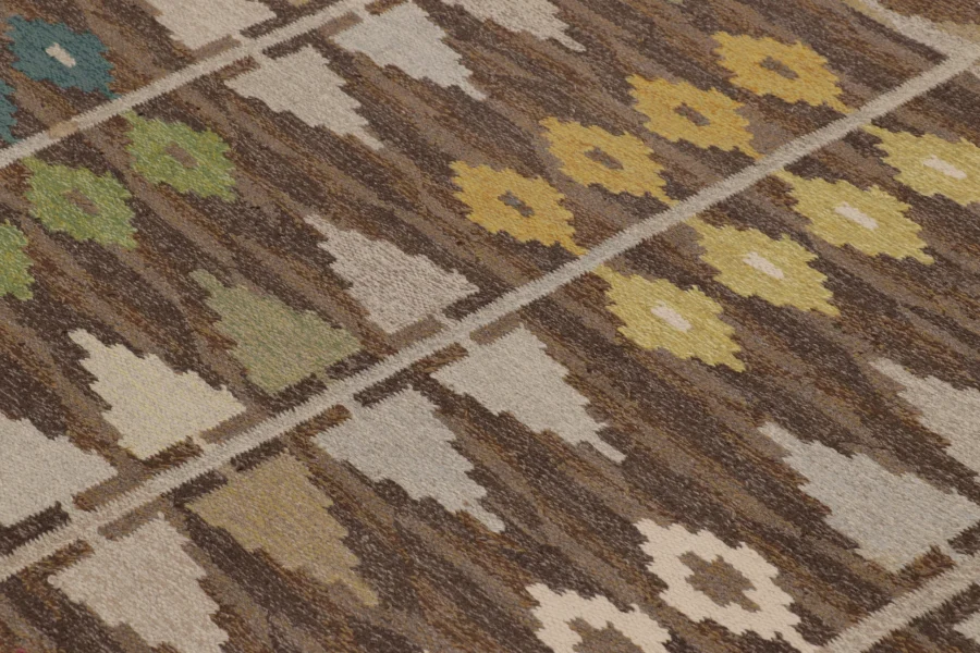 Vintage Swedish Geometric Kilim