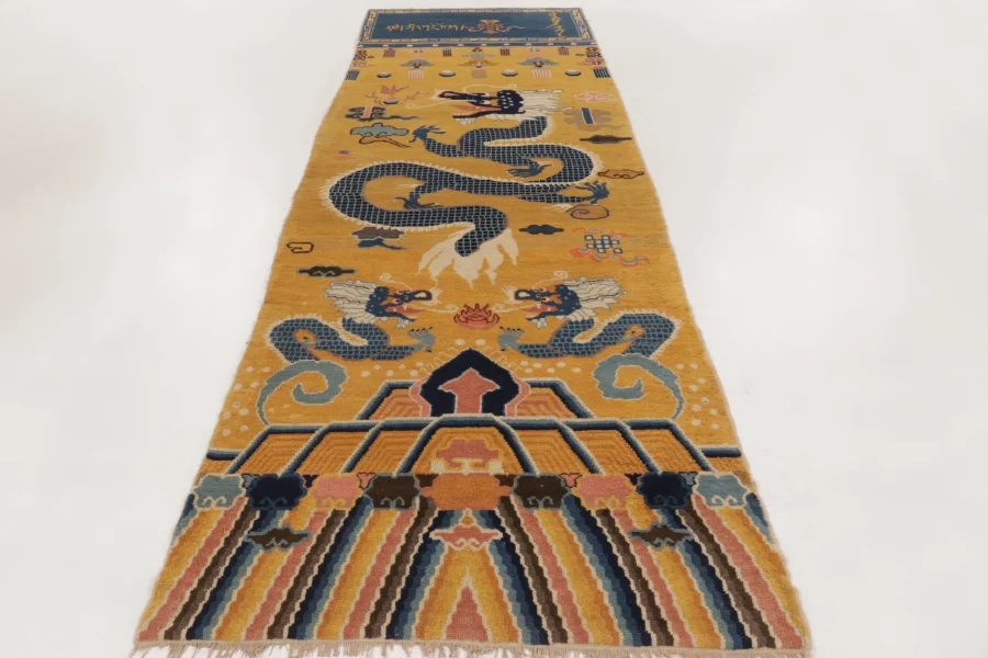 Antique Chinese Ningxia Dragon Pillar Runner