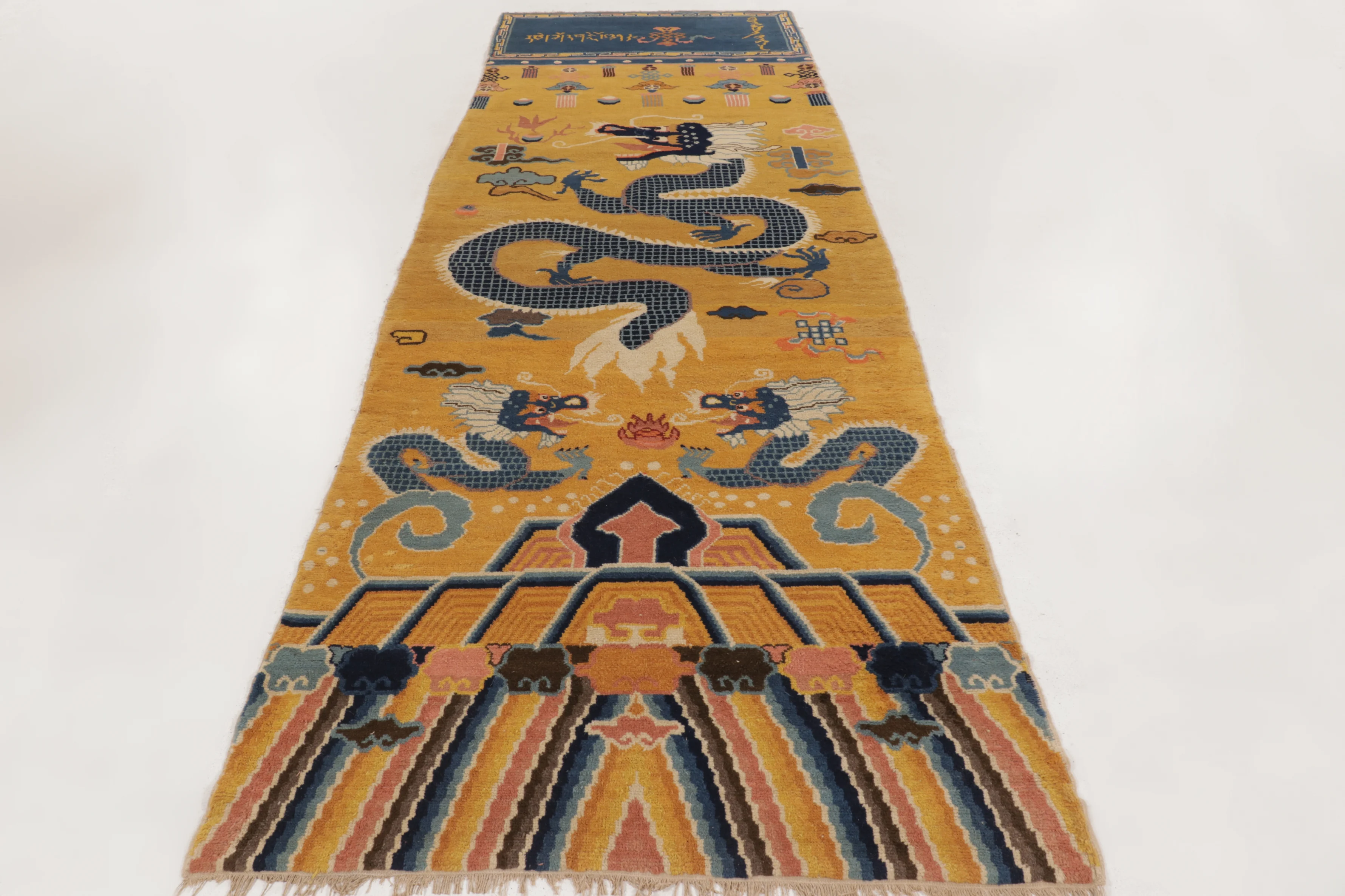 Antique Chinese Ningxia Dragon Pillar Runner