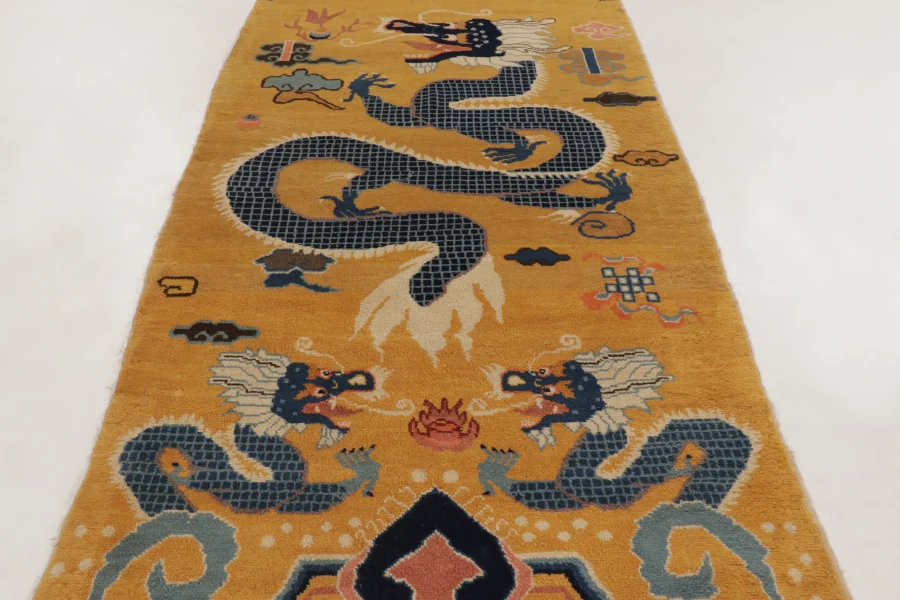 Antique Chinese Ningxia Dragon Pillar Runner