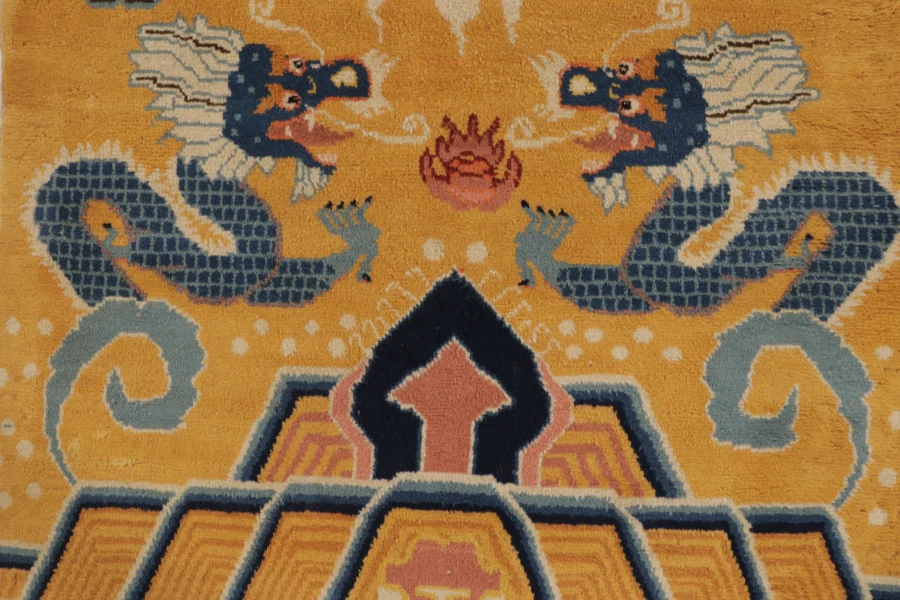 Antique Chinese Ningxia Dragon Pillar Runner