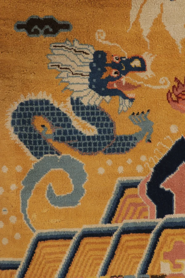 Antique Chinese Ningxia Dragon Pillar Runner