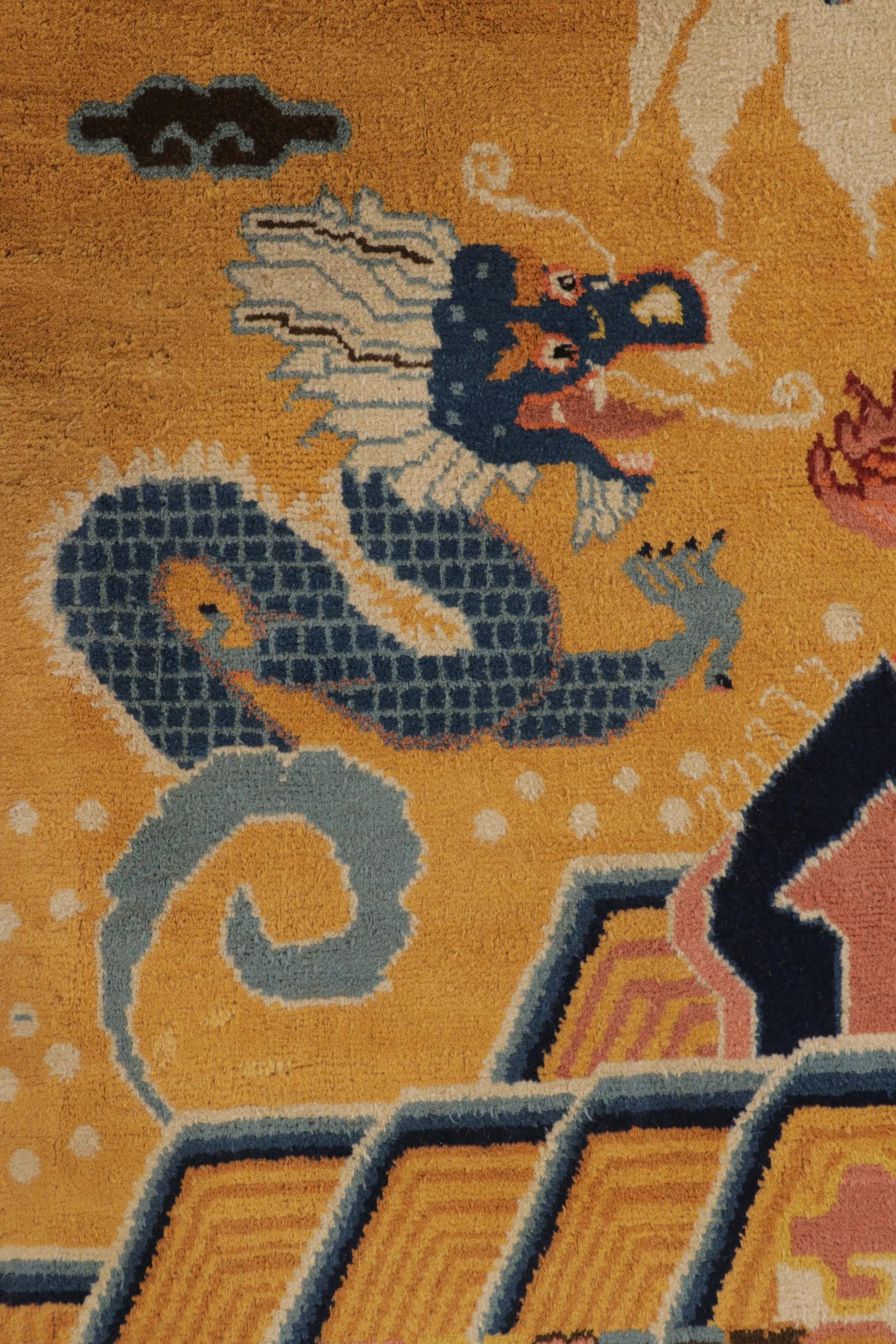 Antique Chinese Ningxia Dragon Pillar Runner