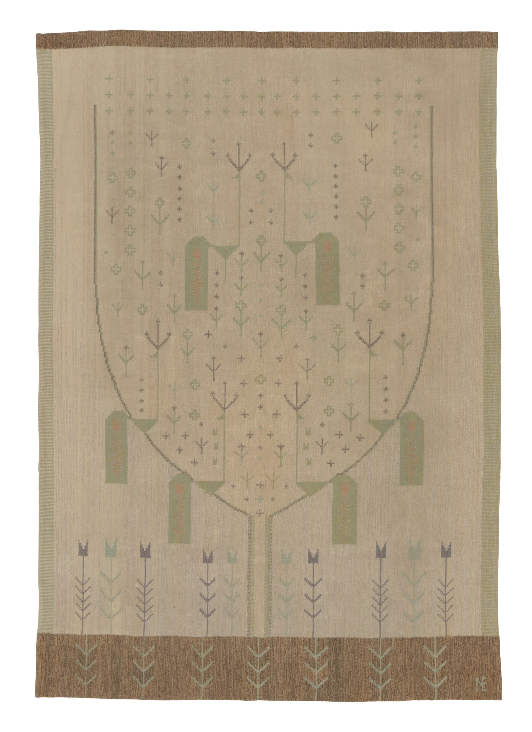Vintage Swedish Geometric Kilim