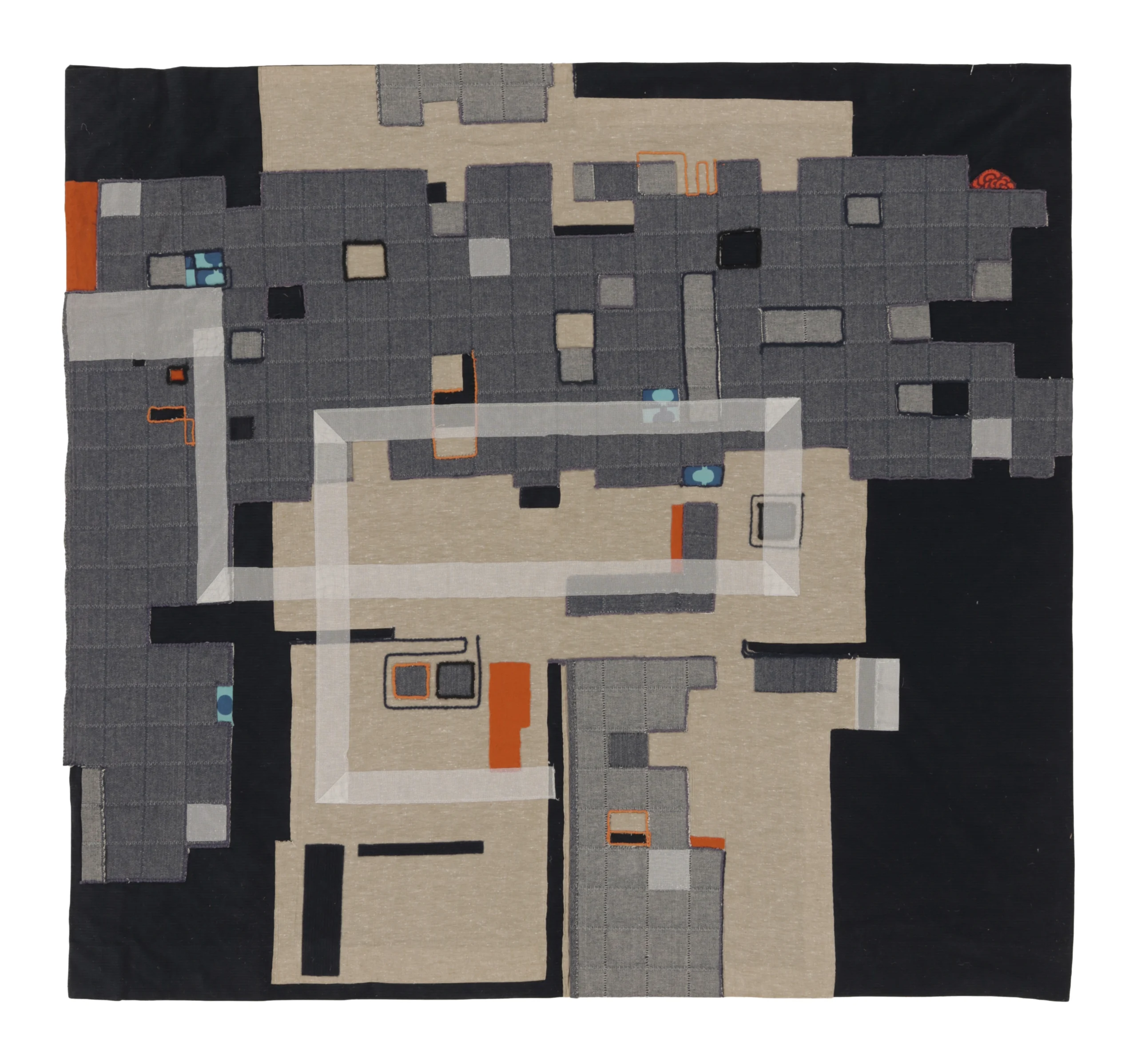 Contemporary Geometric Square Tapestry