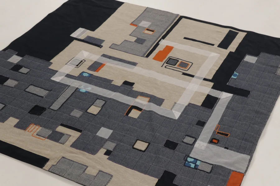 Contemporary Geometric Square Tapestry