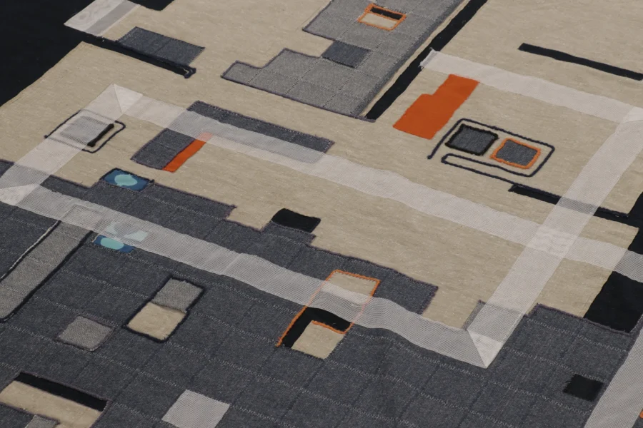 Contemporary Geometric Square Tapestry