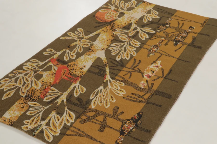 Signed Vintage Mid-Century Modern Aubusson Tapestry