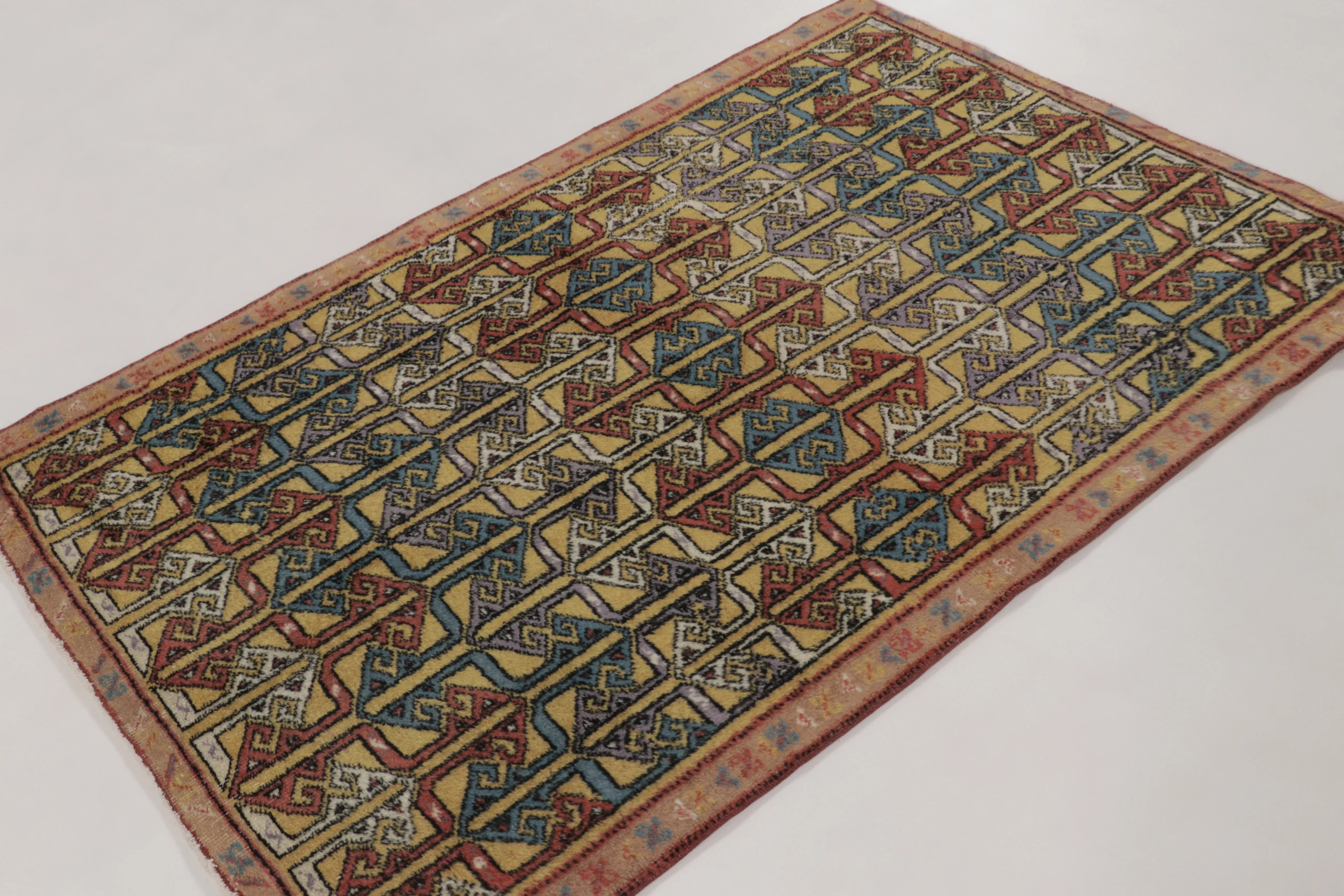 Vintage Turkish Geometric Rug