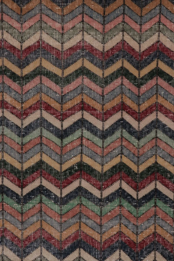 Vintage Turkish Distressed Geometric Rug