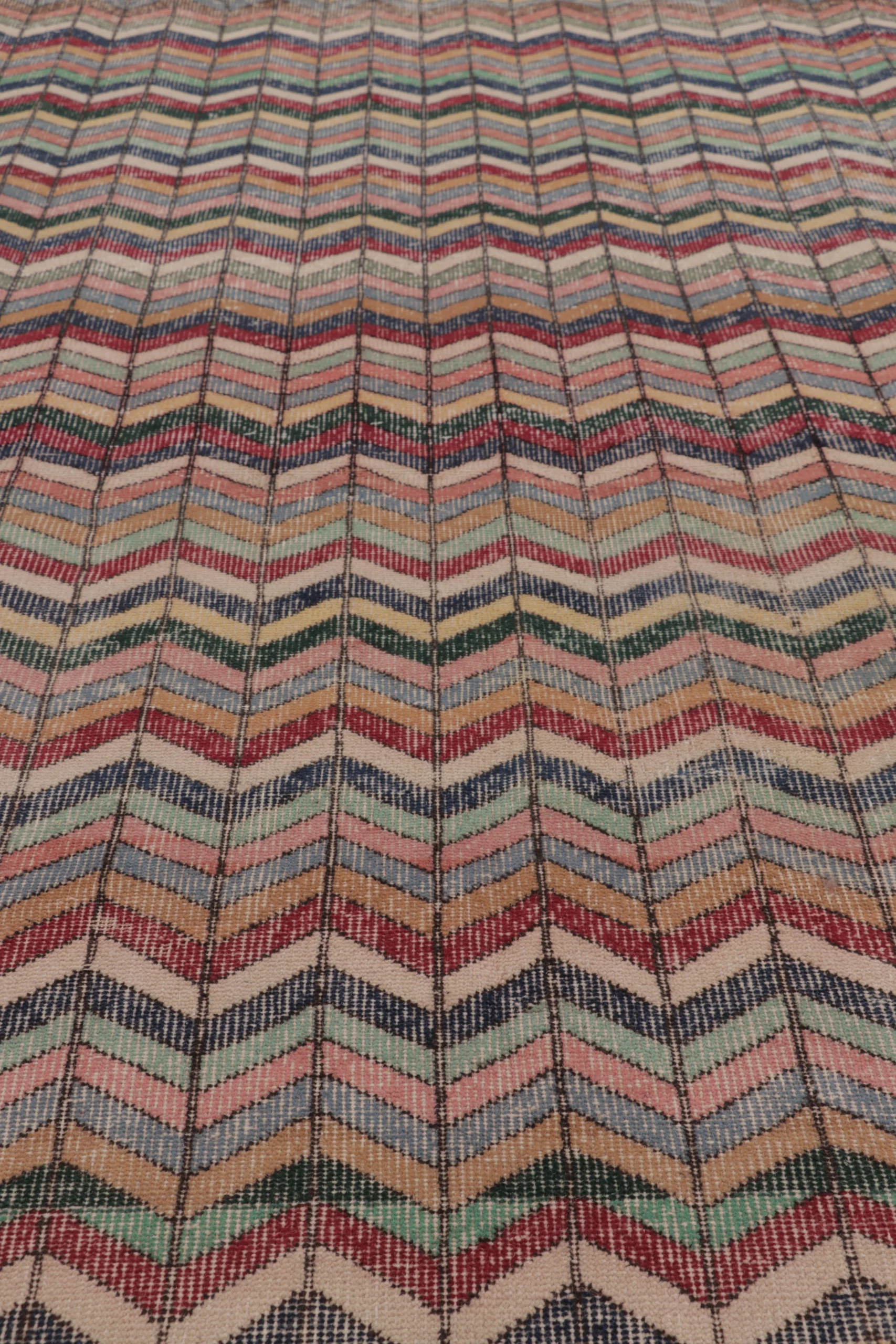 Vintage Turkish Distressed Geometric Rug