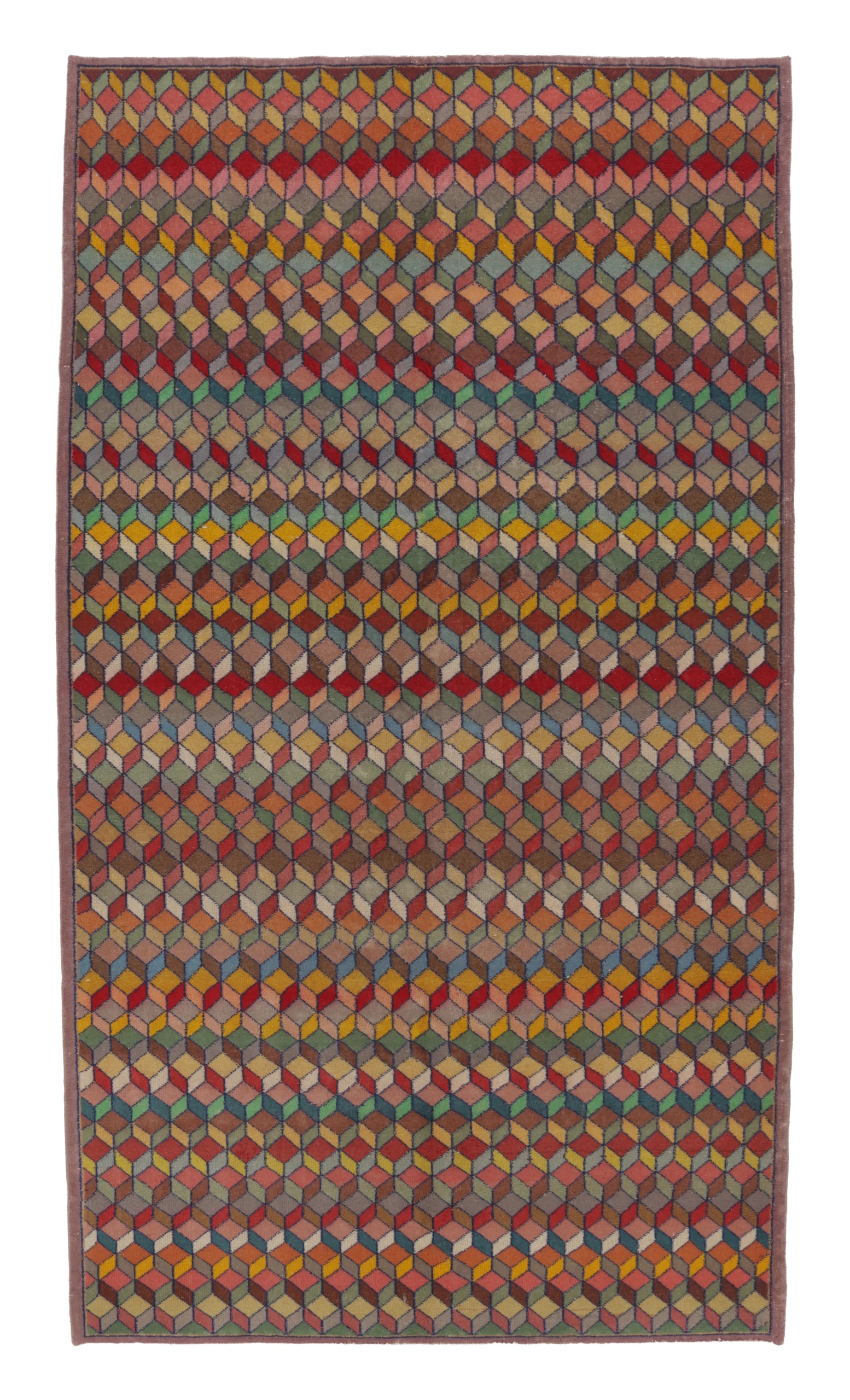 Vintage Turkish Geometric Rug