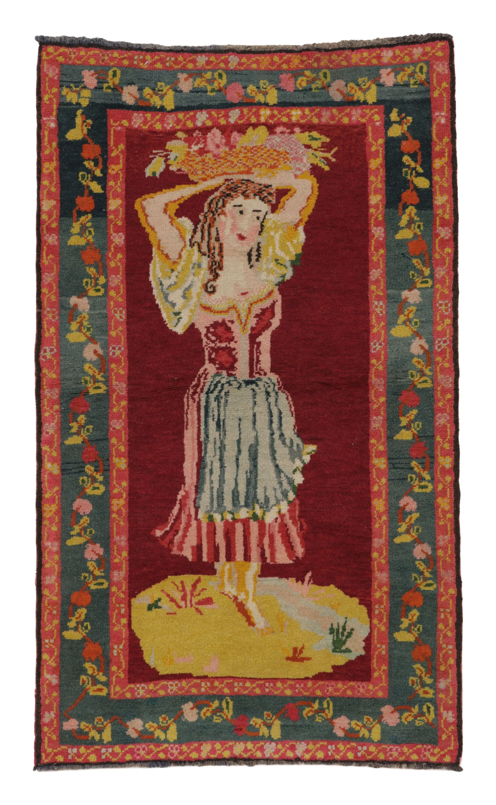 Vintage Turkish Bessarabian Pictorial Rug