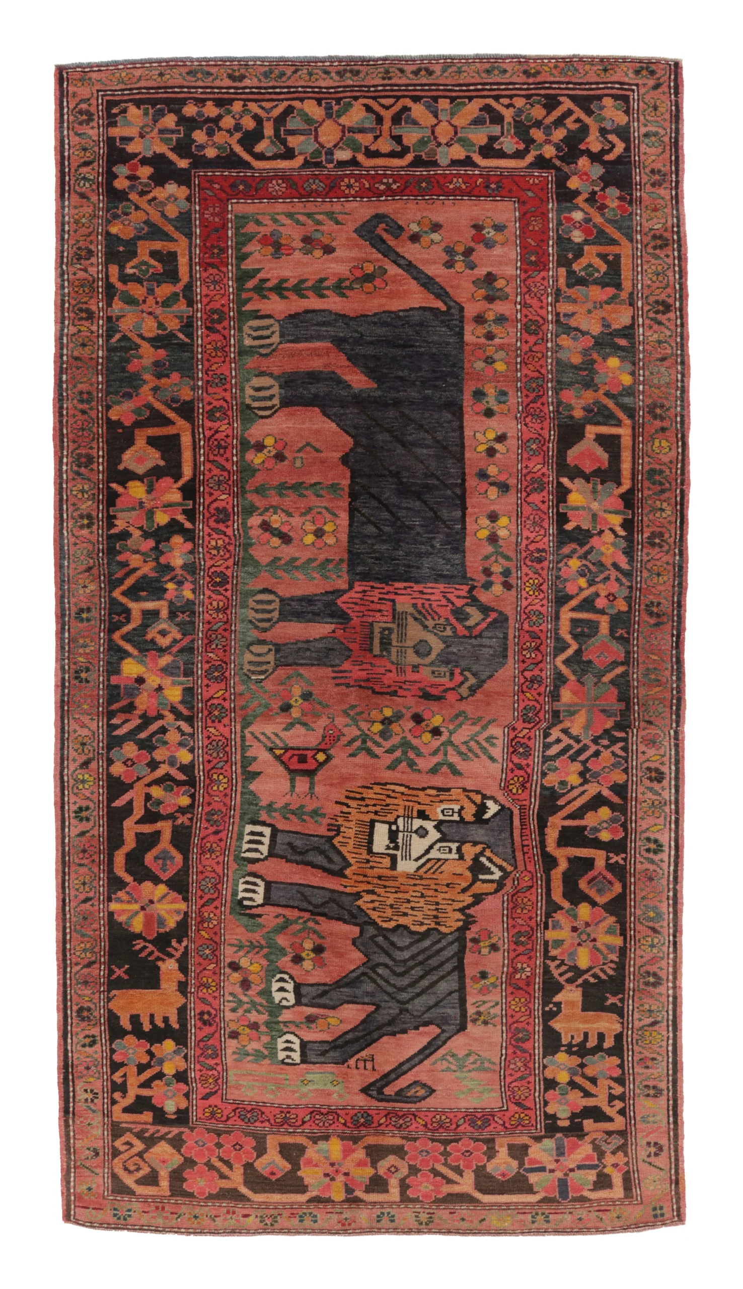 Vintage Turkish Animal Pictorial Rug