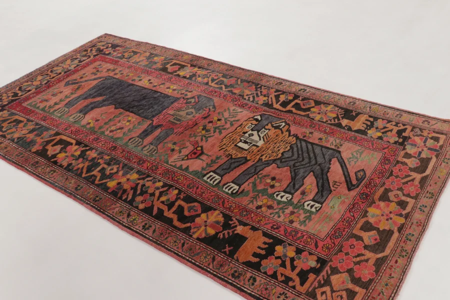 Vintage Turkish Animal Pictorial Rug