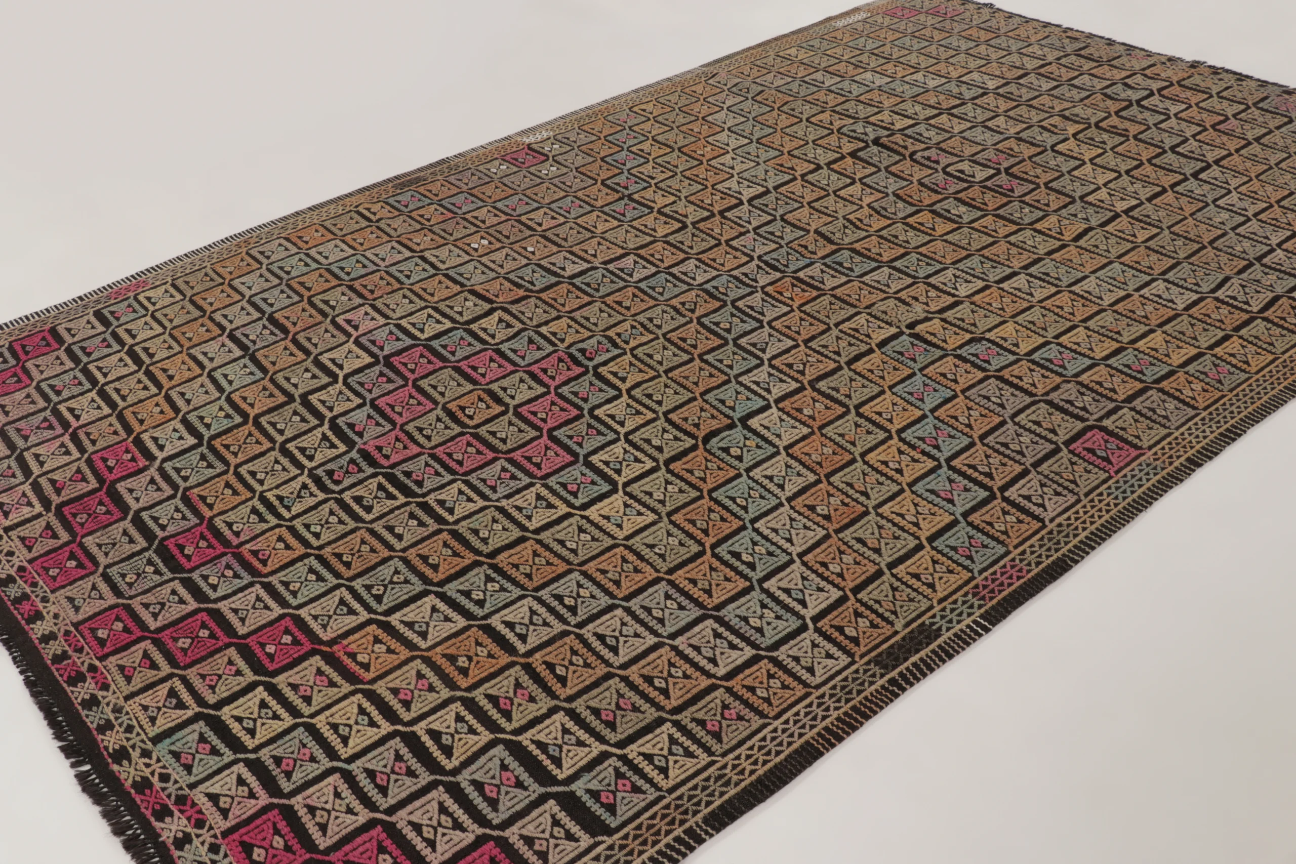 Vintage Turkish Geometric Kilim
