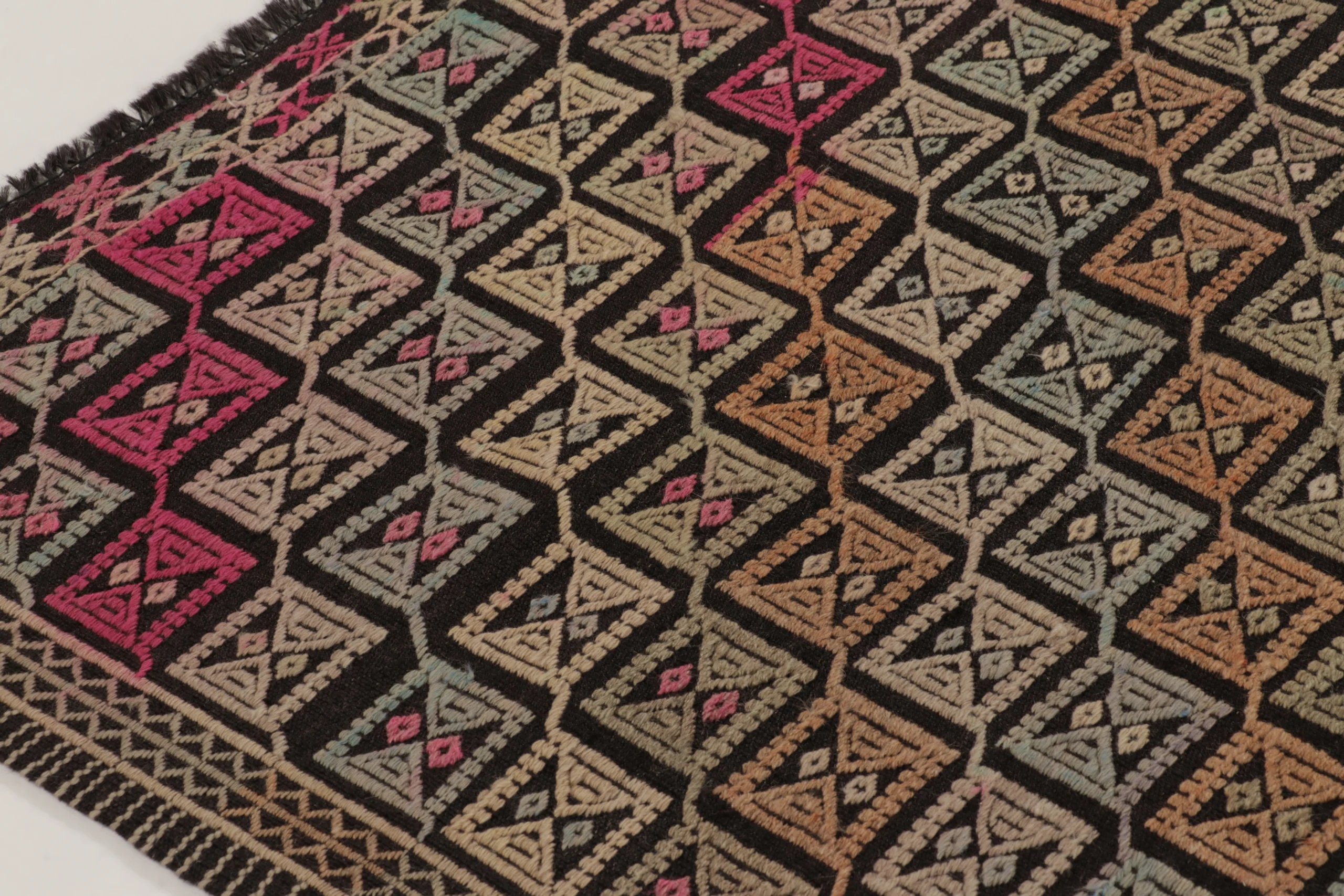 Vintage Turkish Geometric Kilim