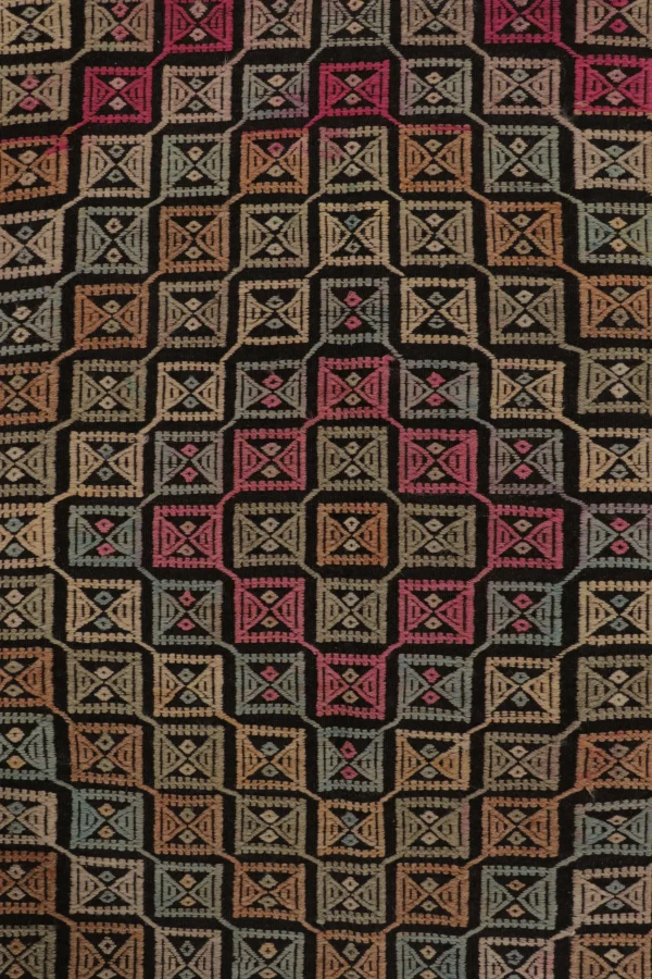 Vintage Turkish Geometric Kilim