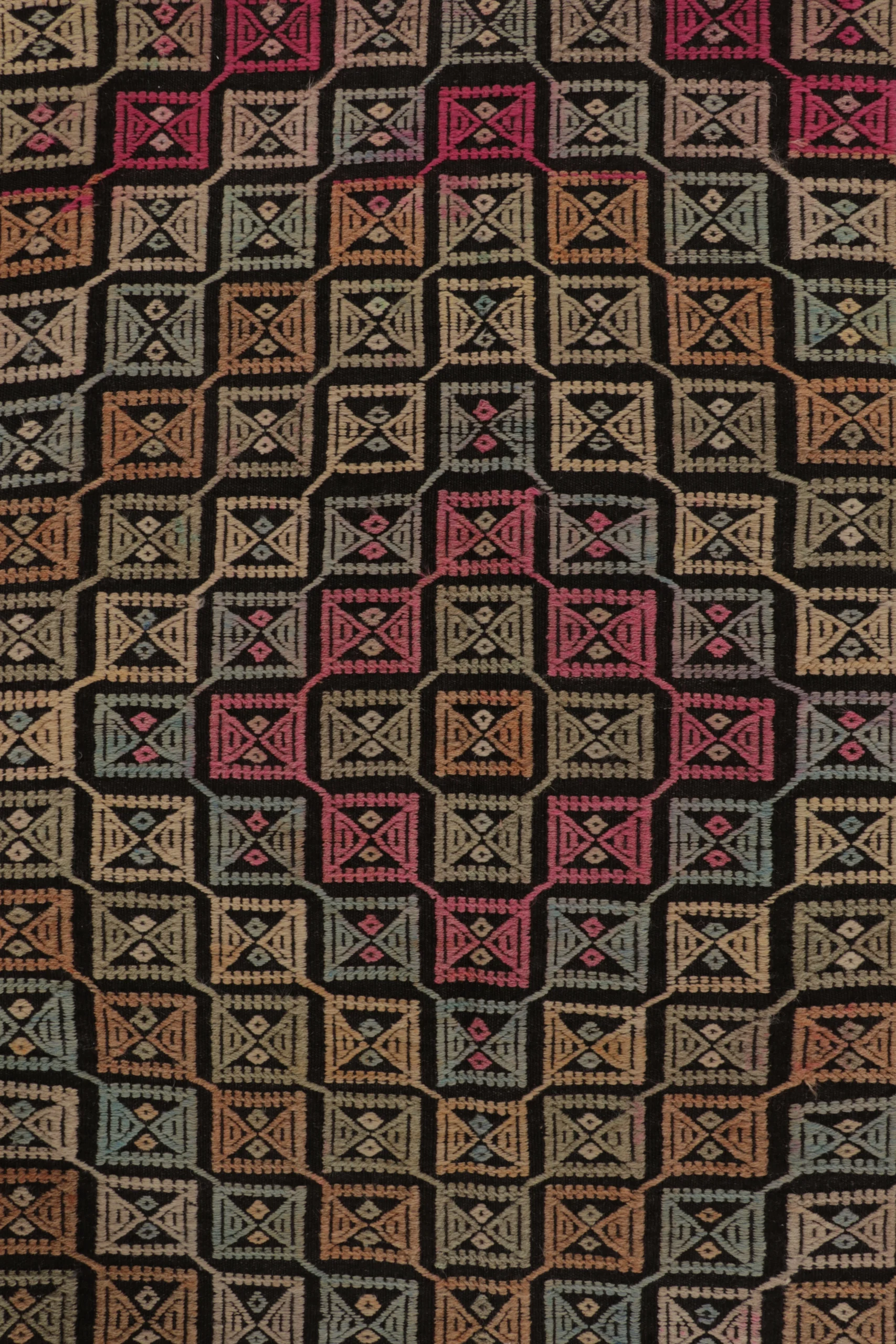 Vintage Turkish Geometric Kilim