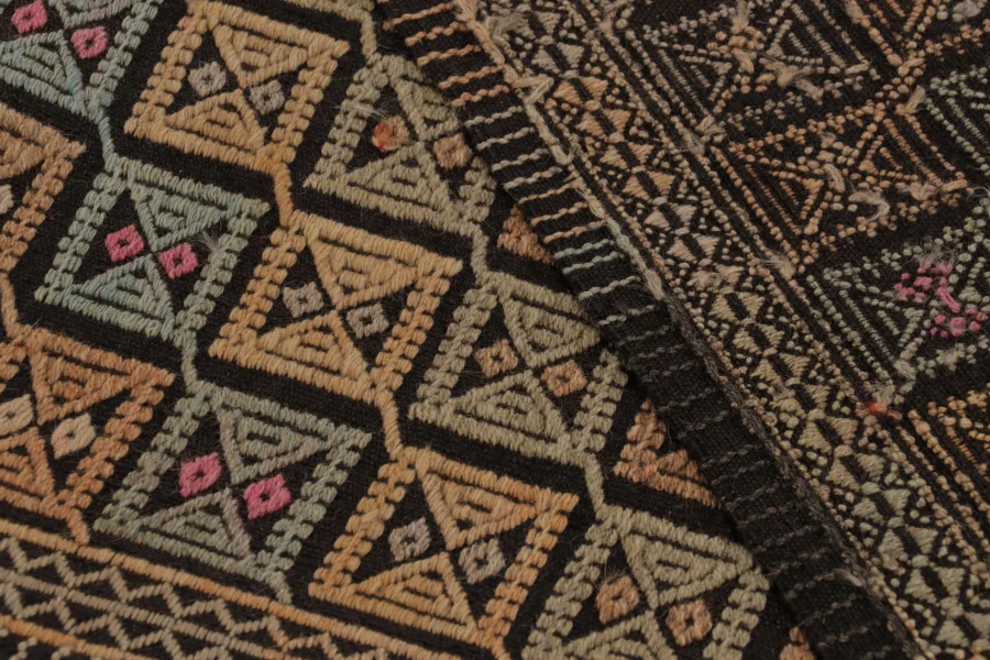 Vintage Turkish Geometric Kilim