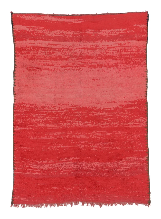 Vintage Moroccan Solid Shag Rug in Vibrant Red and Pink Hues - Rug & Kilim