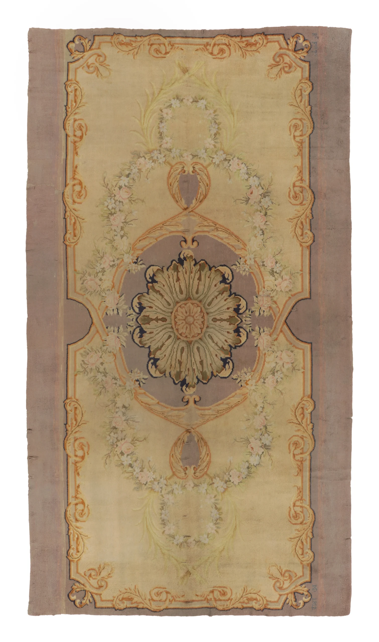 Oversized Antique Savonnerie Floral Medallion Rug