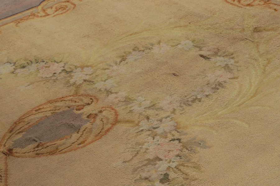 Oversized Antique Savonnerie Floral Medallion Rug