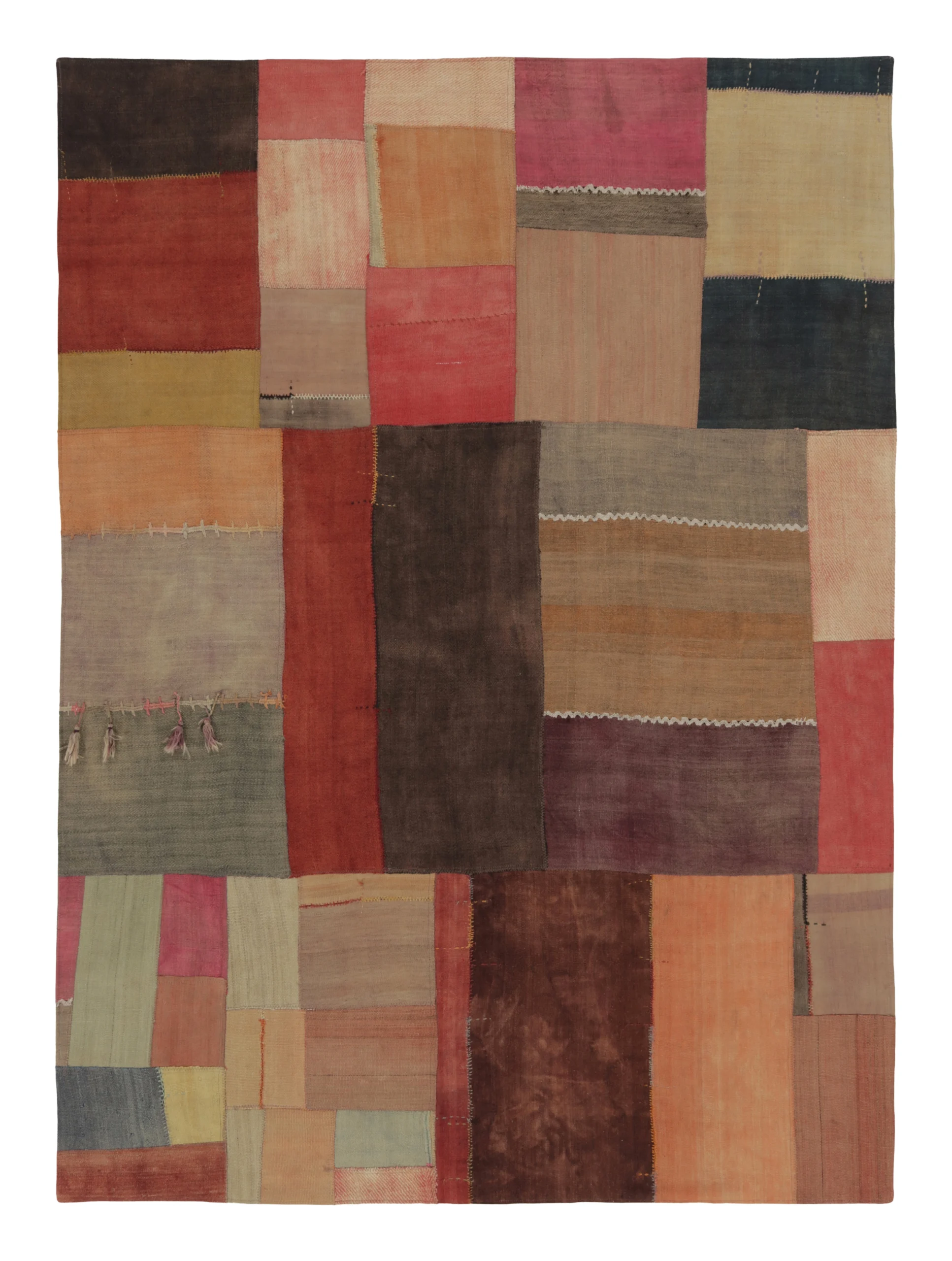 Vintage Turkish Geometric Patchwork Rug