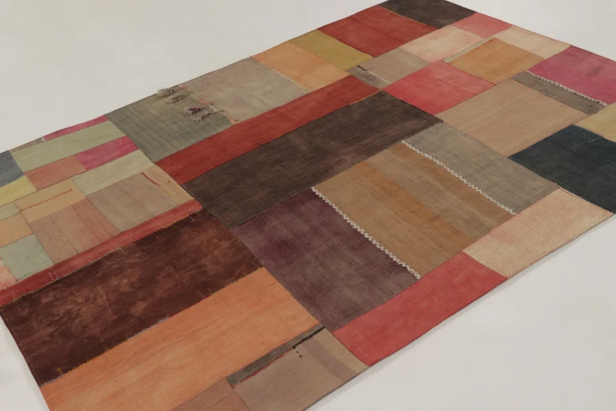 Vintage Turkish Geometric Patchwork Rug