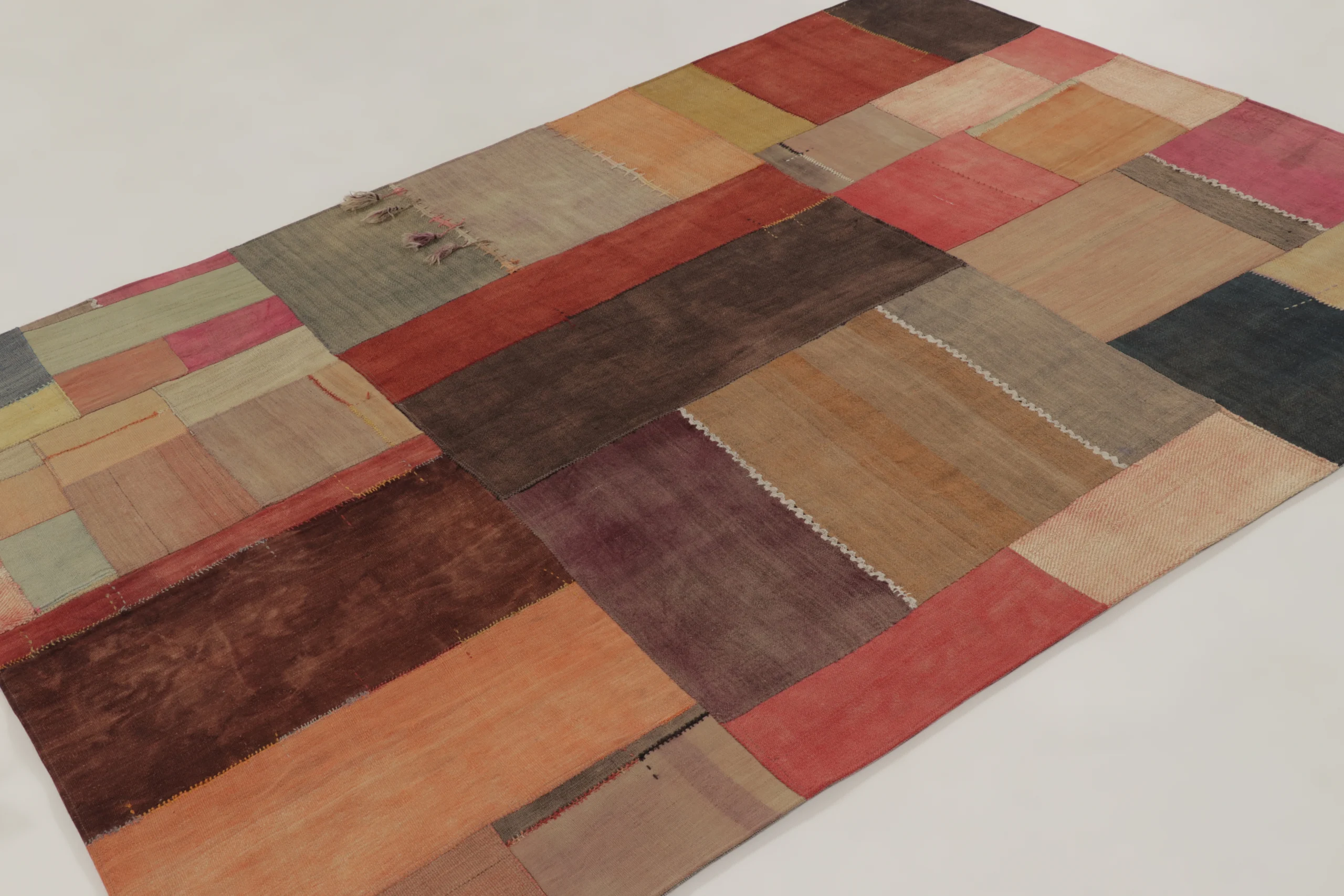 Vintage Turkish Geometric Patchwork Rug