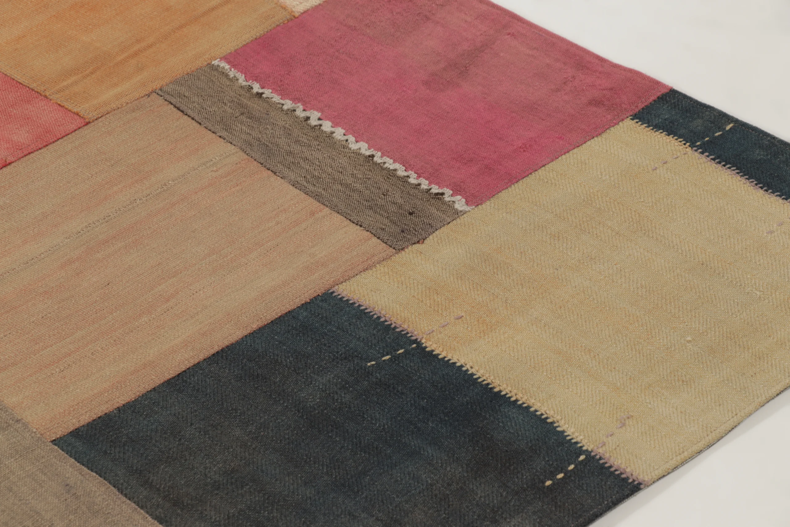 Vintage Turkish Geometric Patchwork Rug