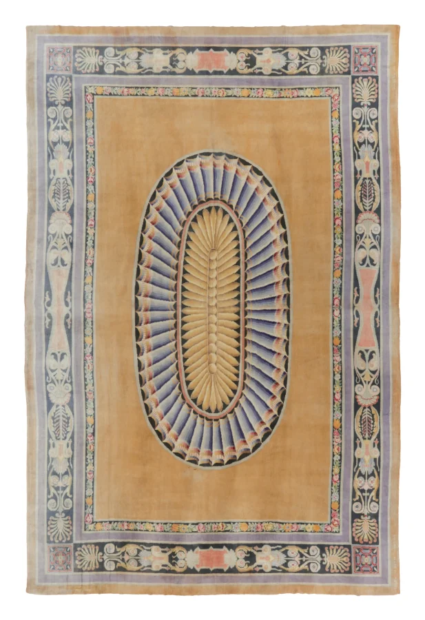 Oversized Antique French Savonnerie Rug with Stately Medallion - Rug & Kilim